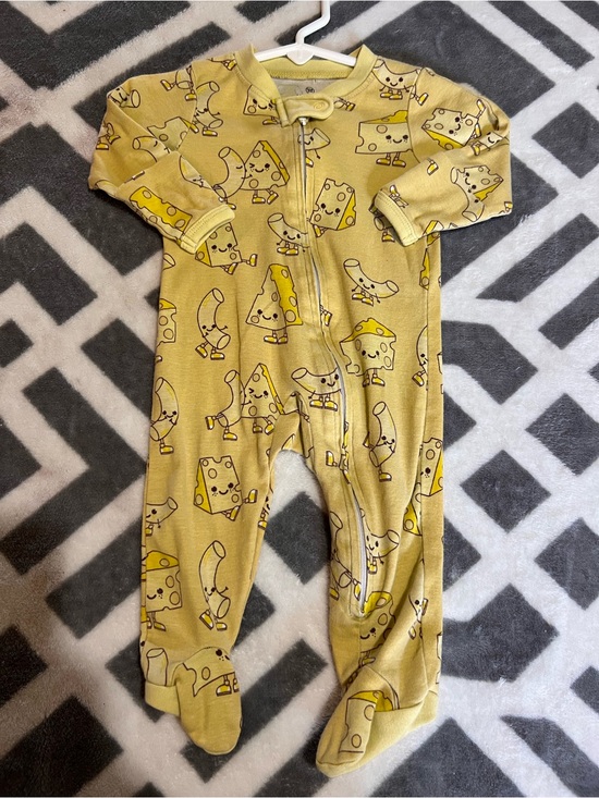 Other - Yellow Cheese Print Footed Baby One-Piece